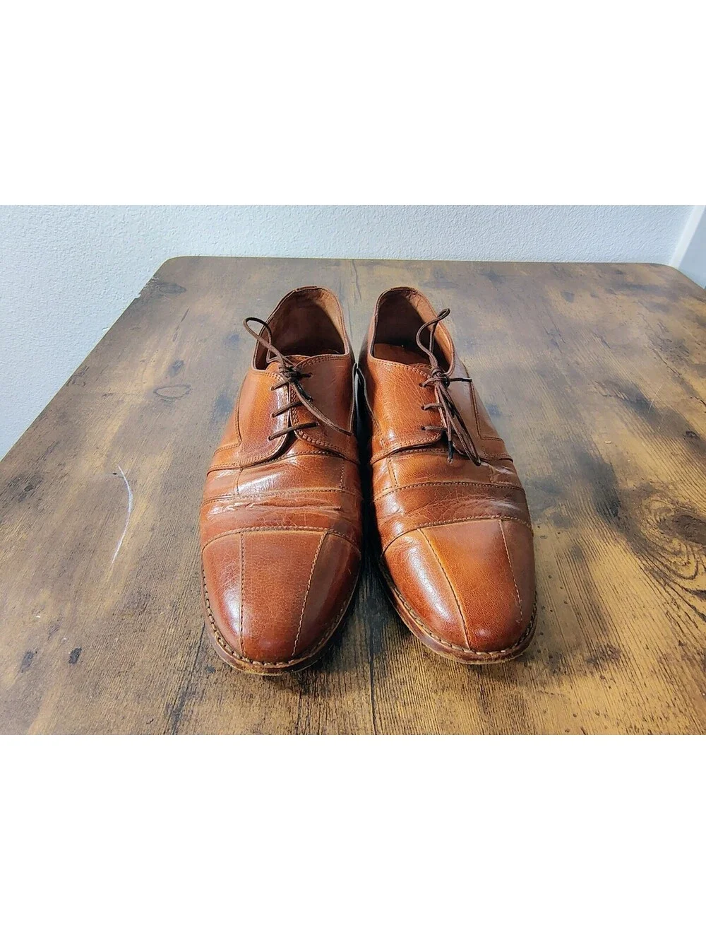 Orcade Mens 42 US 9 Brown Leather Cap Toe Oxford Dress Shoes Lace Up Brazil